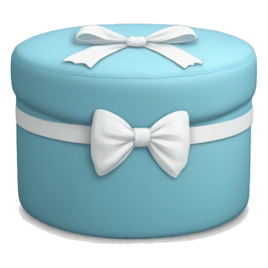 Baby blue round ottoman with a white bow on it sticker