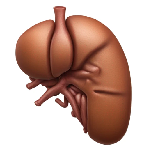 “A realistic image of a human liver, showing its smooth, reddish-brown texture, with clear anatomical details, and subtle shading to highlight its shape and depth.” sticker