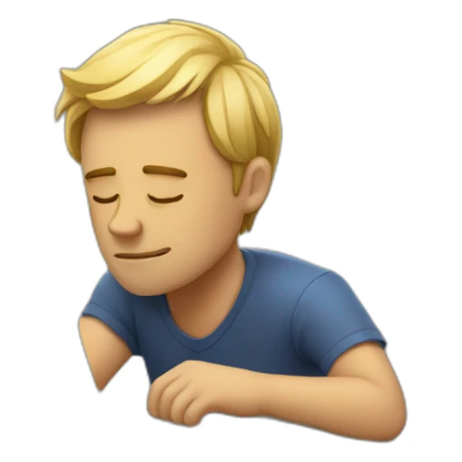 a guy who fall asleep on his laptop sticker