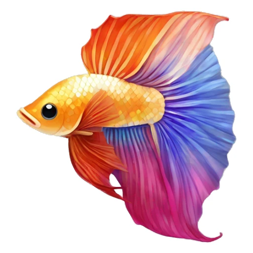 Mosaic colorful beautiful long flared fins betta fish sticker