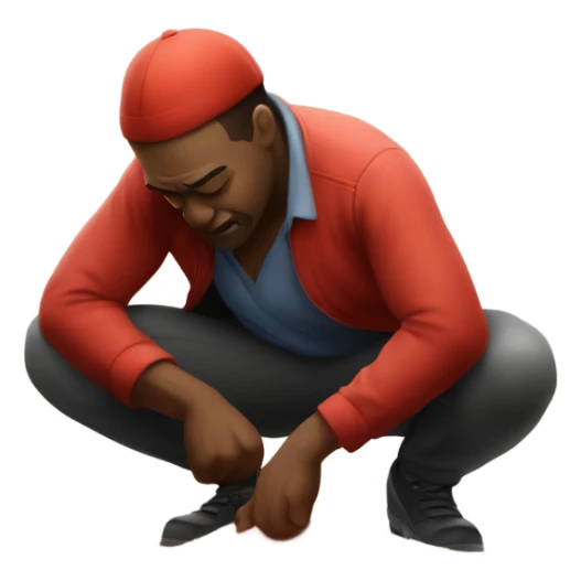 Somebody squatting and red dust coming out sticker