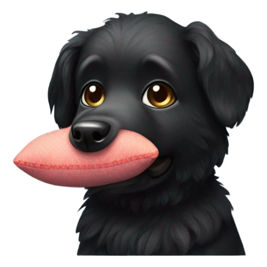Black dog holding pillow in mouth  sticker
