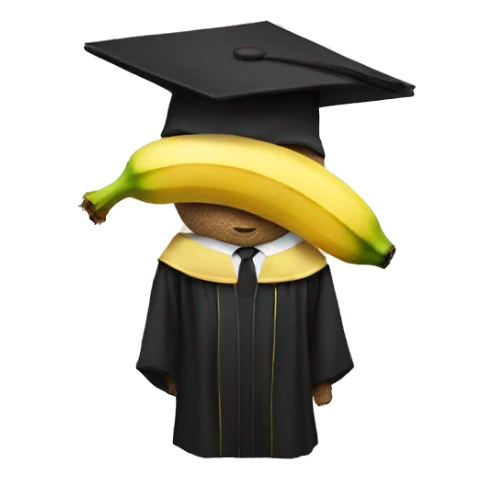 A banana dressed in a graduation robe sticker