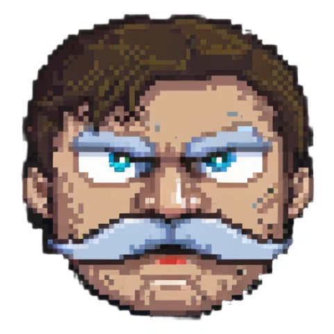 angry face with mustache sticker