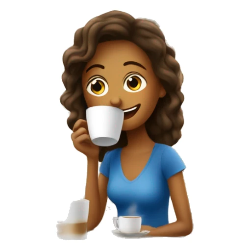 a woman drinking coffee on back of a patio home sticker