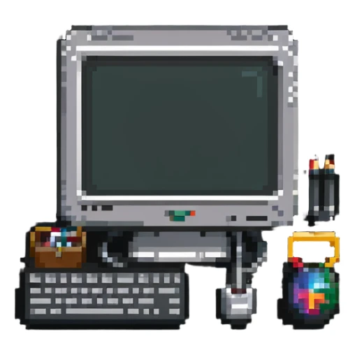 Badge with computer monitor and tools for IT support sticker