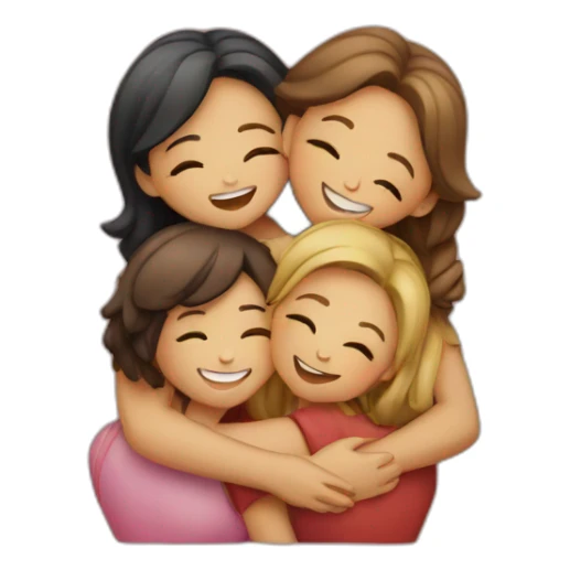 Four girls hugging in group  sticker