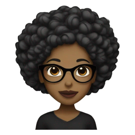 Black girl with black glasses curly black hair big lips  sticker