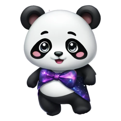 Panda with a galaxy bow and galaxy skirt sticker