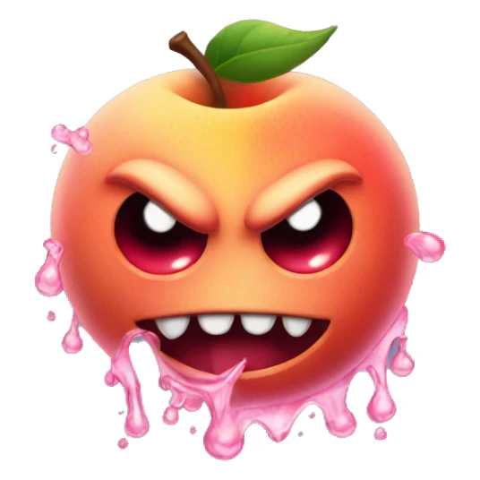 freaky devil emoji with peach and water dropleys sticker