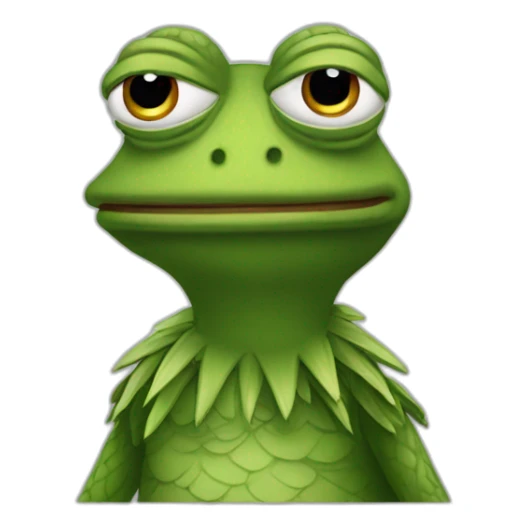 Pepe la rana con pestañas y pelo negro sticker