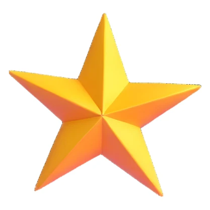 vibrant 4-pointed star, three-dimensional, cartoon style, white background, perspective view, highly saturated colors, detailed, floating in space, lively and dynamic sticker