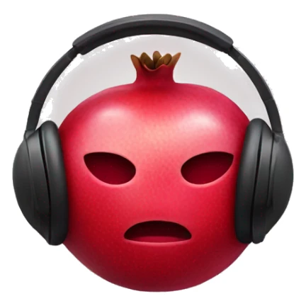 pomegranate emoji wearing headphones. no face sticker