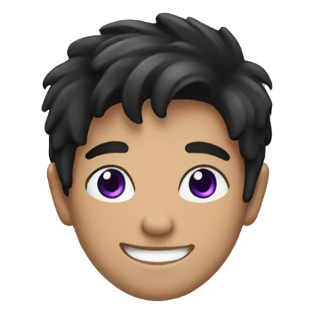 smiling boy with black hair and purple eyes sticker