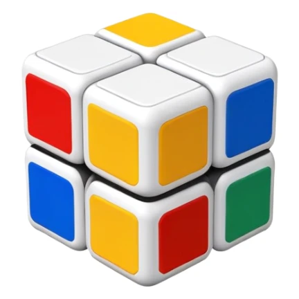 A 3x3 Rubik's Cube with classic colors: yellow, blue, red, green, orange, white, minimalist iOS emoji style sticker