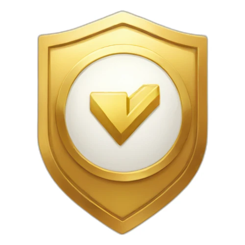 Golden verified badge with white checkmark sticker