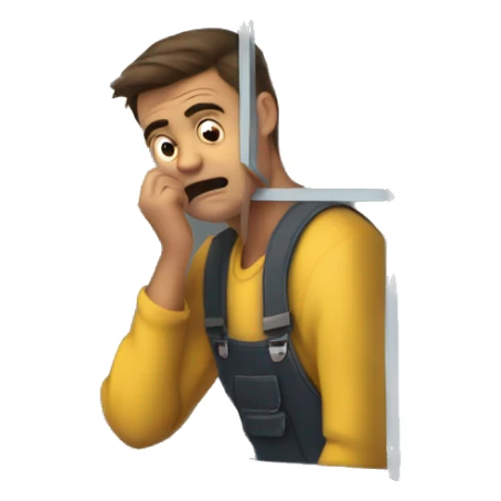guy holding a radio box over his head outside of another guys window while looking sad and crying and the guy in his room looking out the window looks angry sticker