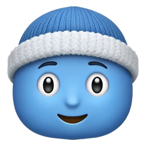 Blaues Emoji mit den Zähnen zu mit Mütze  sticker