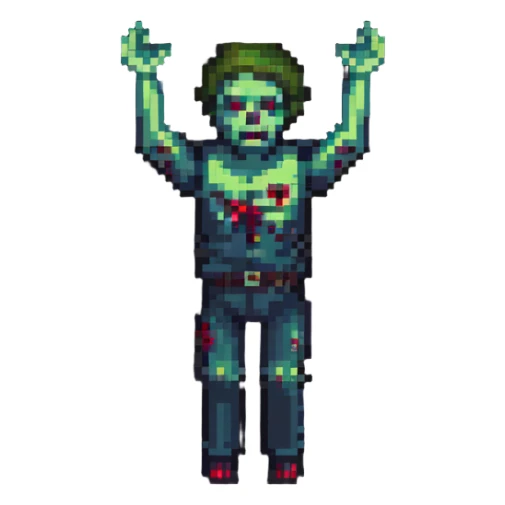 isometric zombie with arms raised in the air sticker