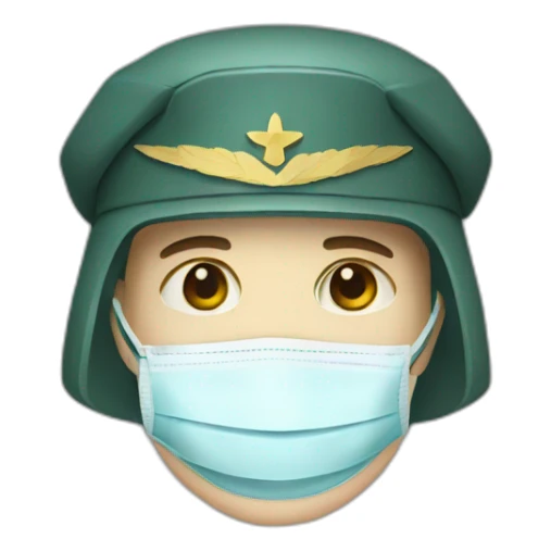 a military face in a Medical masks sticker