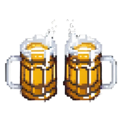 two beer mugs clinking together in a toast sticker