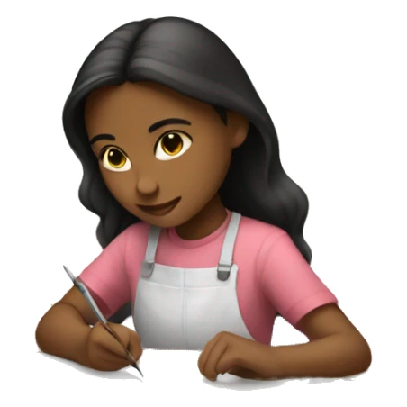 a girl is painting with board sticker