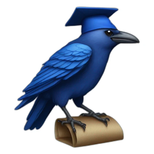 Blue Crow with alumni hat and mantle sticker