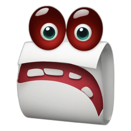 Letter R with eyes and mouth like an Dark red sticker