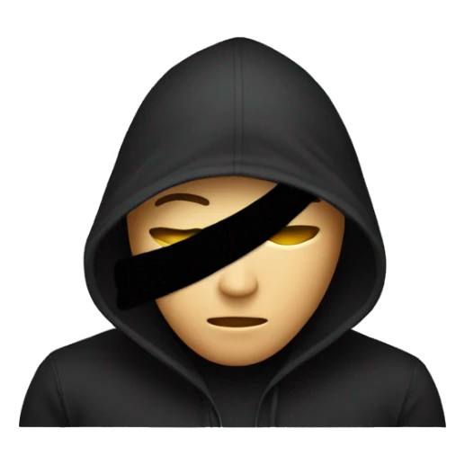 hacker with black hoodie and hidden face sticker