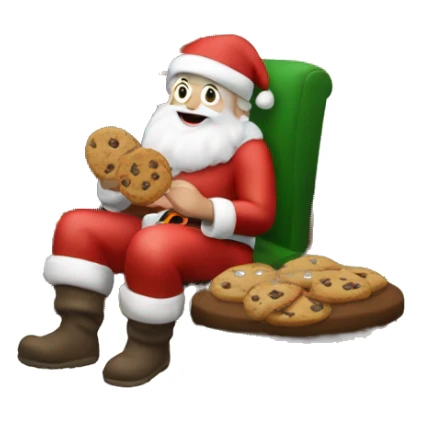 santa eating a cookie near a fireplace  sticker