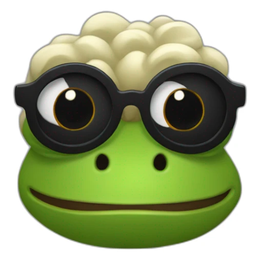 Pepe la rana con pestañas y pelo negro sticker
