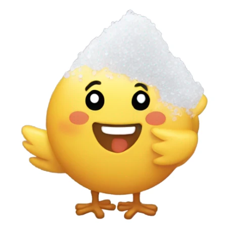 Happy chickrn with a pile of salt sticker