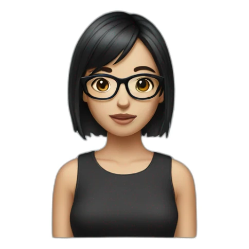 Girl glasses whit short black hair and black eyes sticker