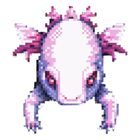 Minecraft axolotl with authentic blocky style and proportions, pixel art sticker