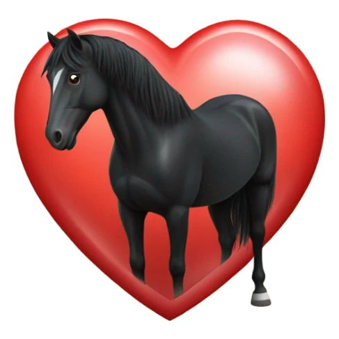 Black Horse centered within a red heart sticker