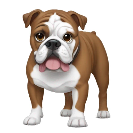 Female bulldog with brown coat with a vertical white stripe sticker