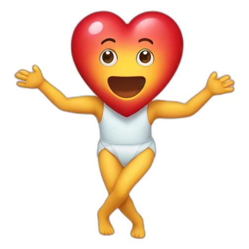 A heart with a sweet face on it, and arms and legs coming out of it sticker