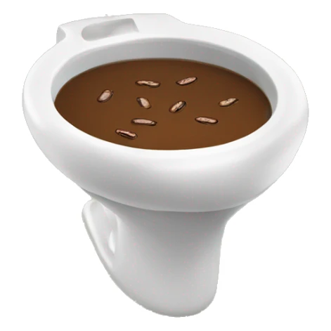 A cup of coffee having brown soup fly everywhere into a toilet sticker