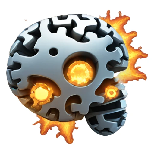brain made of gears bursting into flame sticker