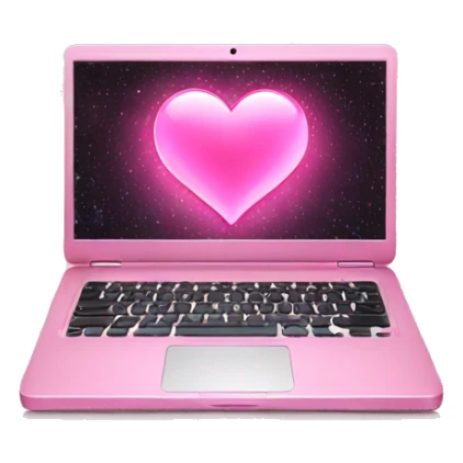 sparkling pink laptop with a heart on the screen sticker
