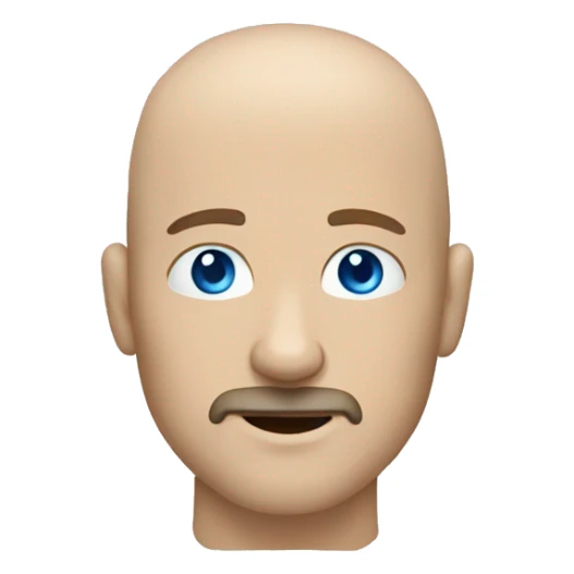 a bald white man with blue eyes and a short brown goatee sticker