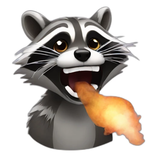 Raccoon opening mouth with smoke coming out sticker
