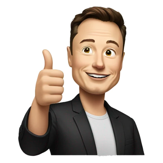 Elon Musk shows thumbs up sticker