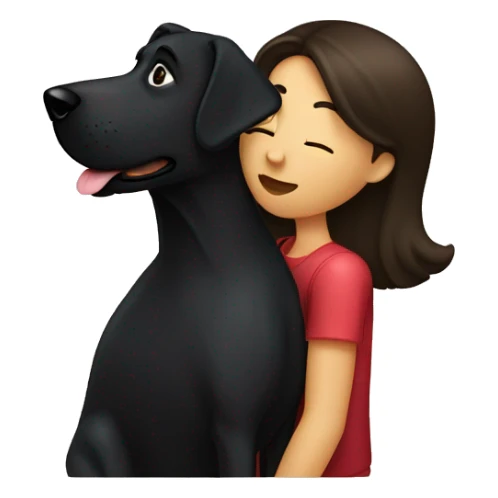 Brunette kissing big black dog sticker