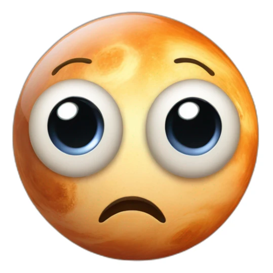 planet Venus with a cartoon expressionless face with big playful eyes sticker