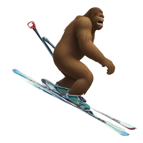 Bigfoot on ski’s in the mountain sticker
