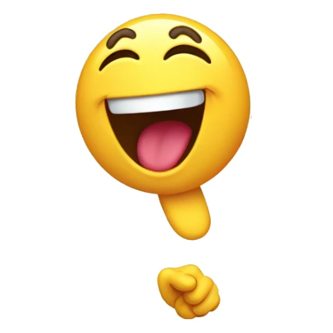 laughing out loud emoji pointing to the left sticker