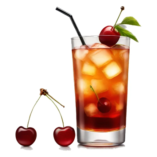 Old fashion cocktail with cherry sticker