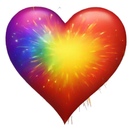 Heart with fireworks in background exploding out of heart with red orange yellow green blue purple sticker