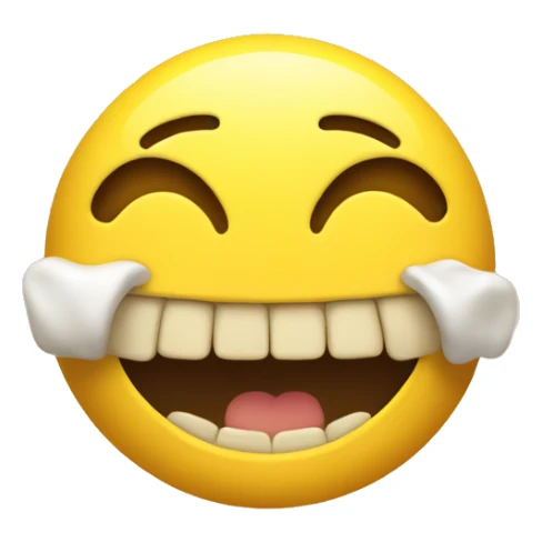 Smiling emoji with yellow bone in its mouth  sticker